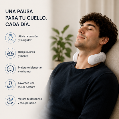 Una pausa para tu cuello cada día con Cervia, hombre relajado disfrutando del masaje