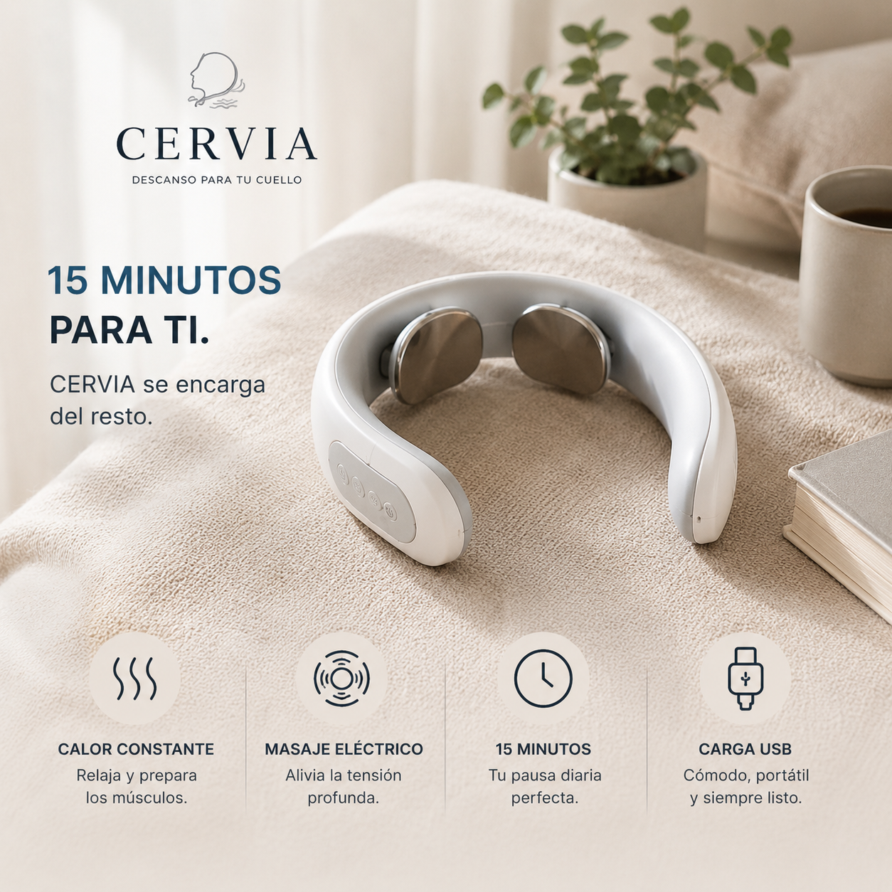 Quince minutos para ti con el masajeador cervical Cervia